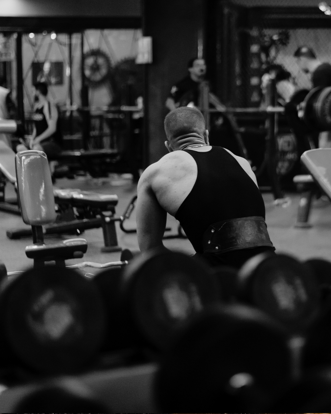 Athlete training in gym